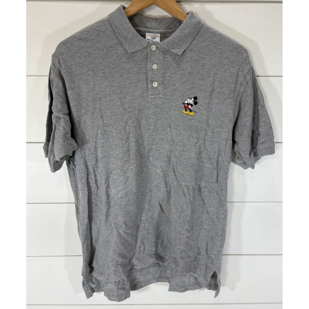 Disney Store Authentic Mickey Mouse Polo Shirt Men's S Embroidered Gray Vintage